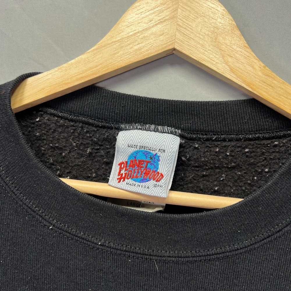 Vintage Planet Hollywood Crewneck Sweatshirt Mens Large Black Fleece Chicago 90s - Picture 5 of 8